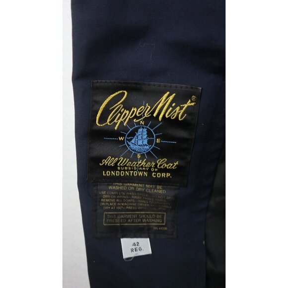 CLIPPER MIST - VINTAGE MEN'S NAVY BLUE TRENCH COAT JACKET W/ REMOVABLE LINER 42R - Picture 13 of 13